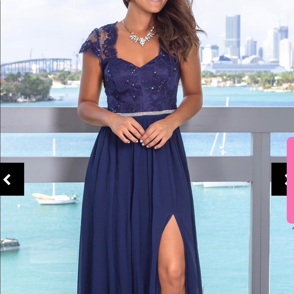 Dresses & Skirts - Navy open back with jewel detail